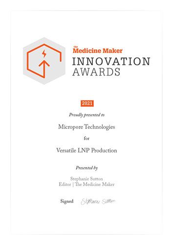 Innovation Award certificate