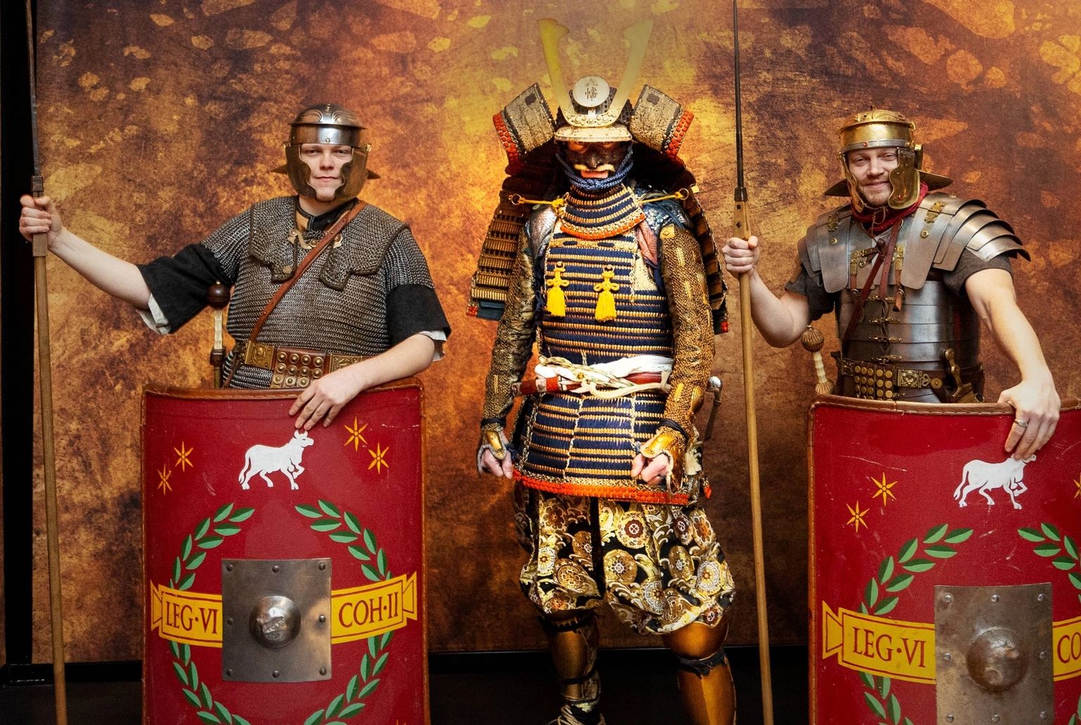 Roman legionaries stand alongside samurai.