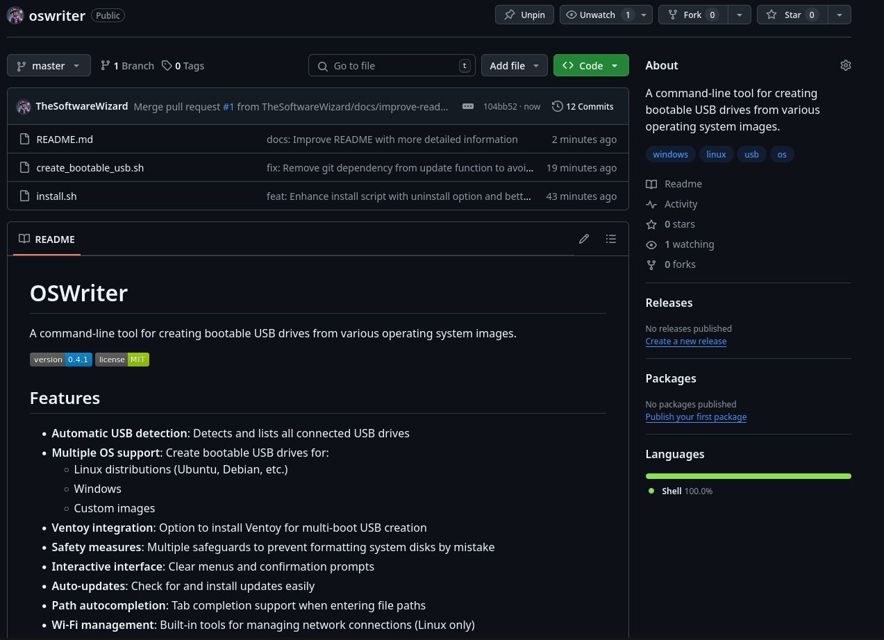 OSWriter: A Command-Line Tool for Creating Bootable USB Drives programs and apps