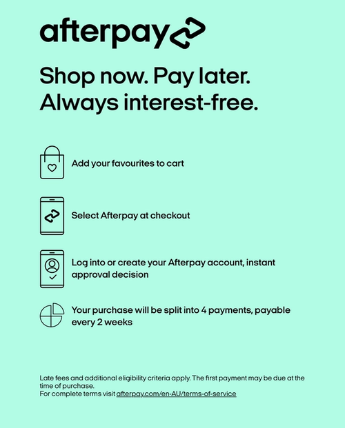 Shop Now. Pay Later. Always interest-free.