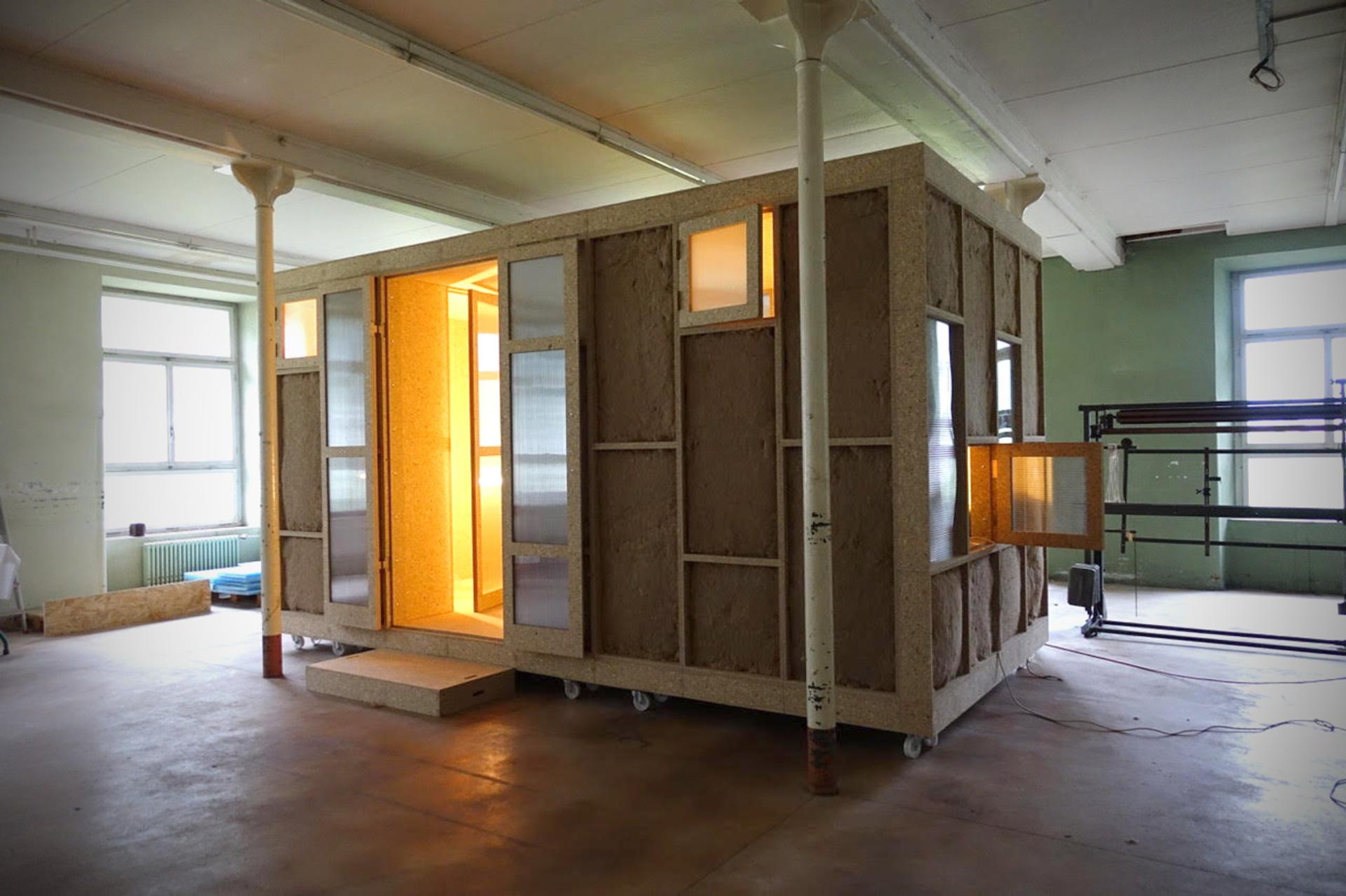 U-Build can be used for internal living pods. This is a photo of a pod in a co-working retreat in Switzerland