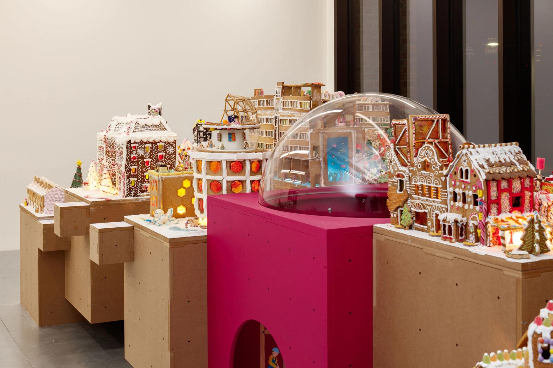 Photograph of Gingerbread City 2024 on U-Build modular plinth boxes