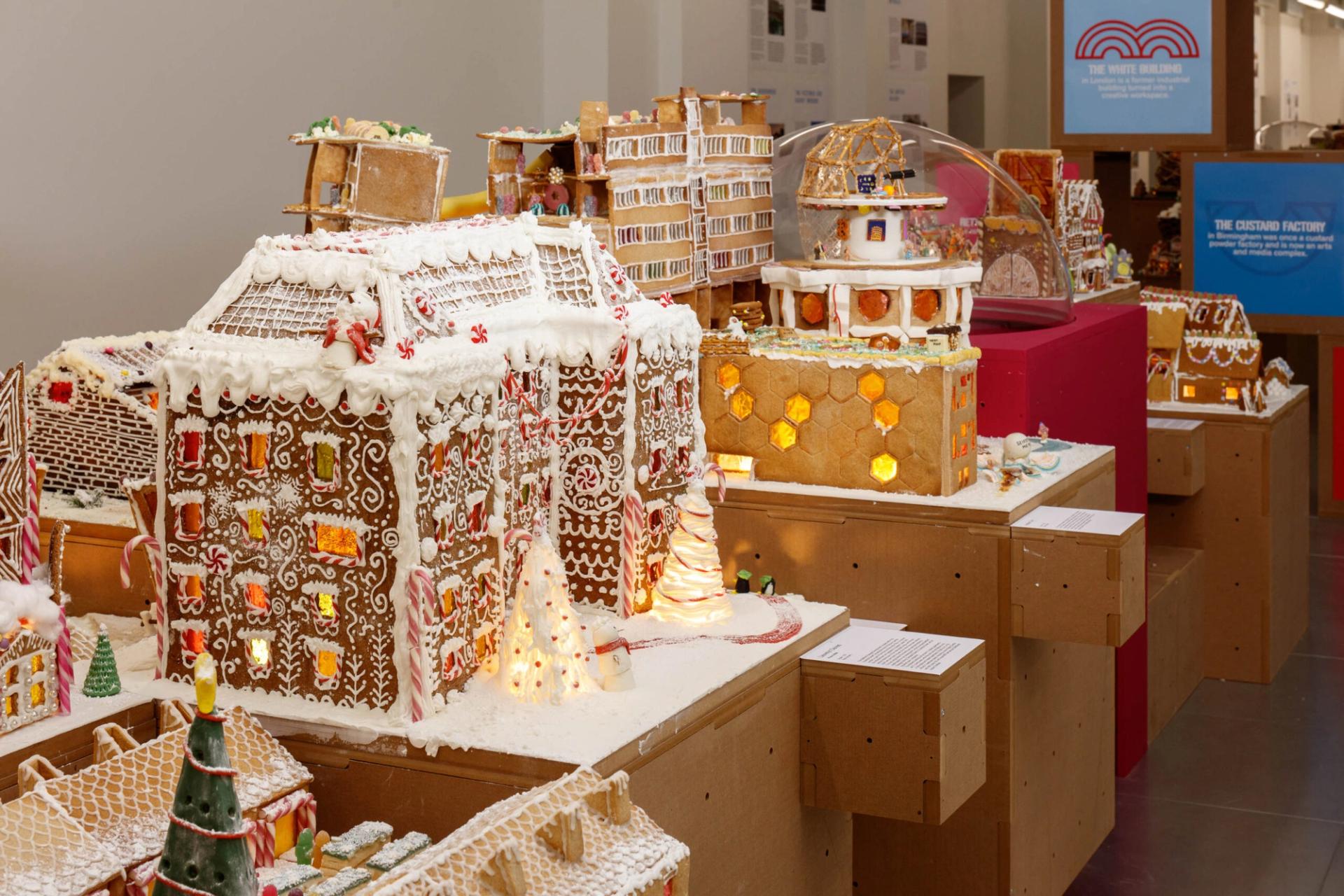 Photograph of Gingerbread City 2024 on U-Build modular plinth boxes