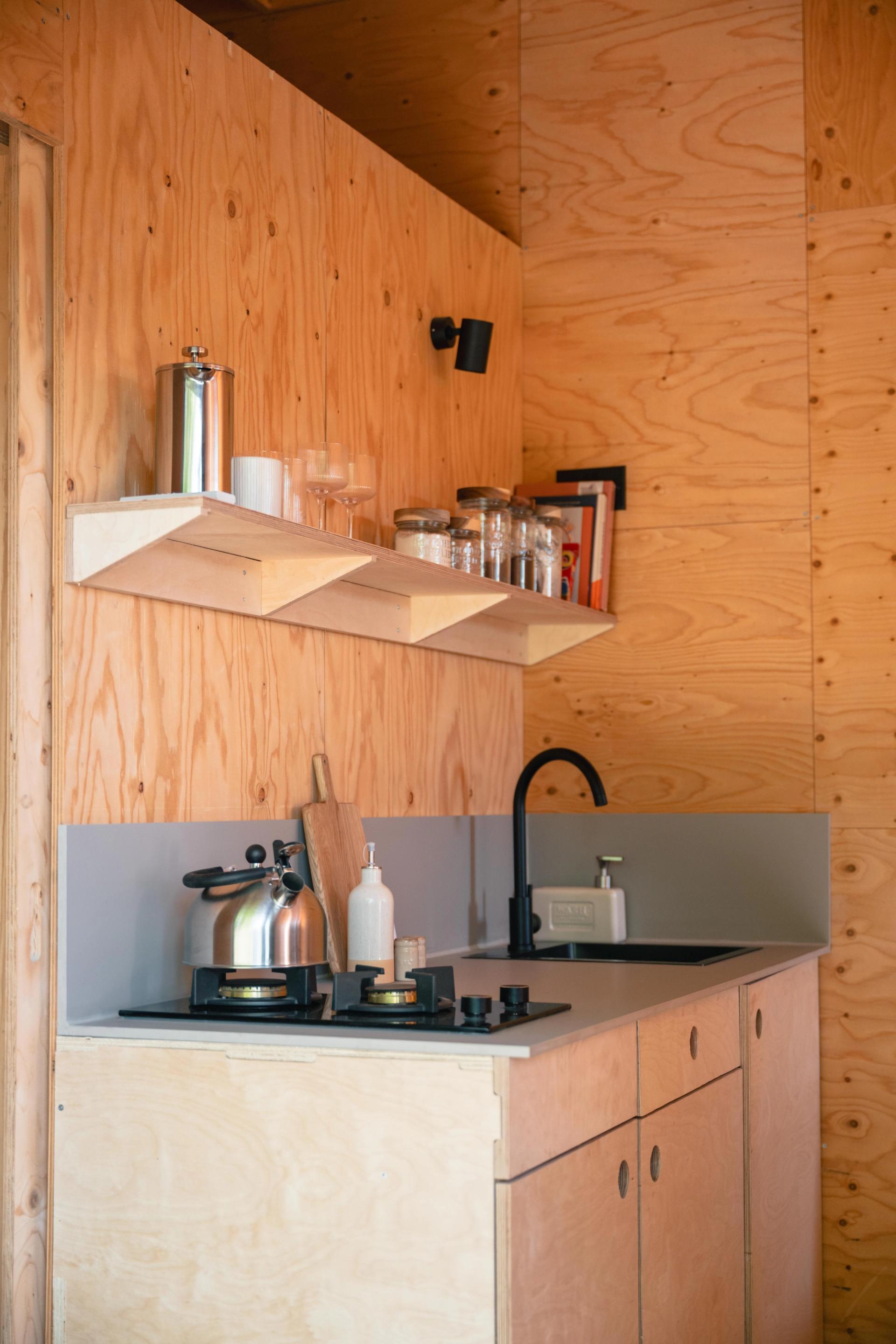 U-Build Interiors for Moss Cabin. Photo credit, White House on Wye Glamping, 2026.
