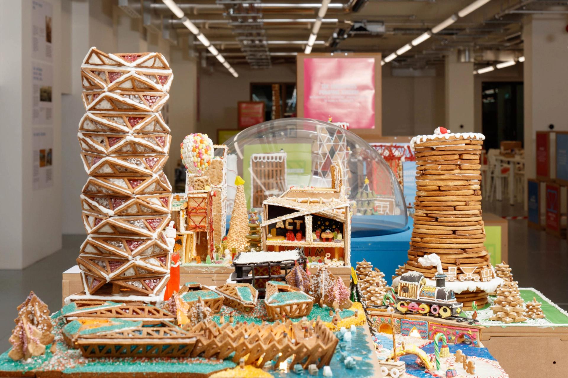 Photograph of Gingerbread City 2024 on U-Build modular plinth boxes