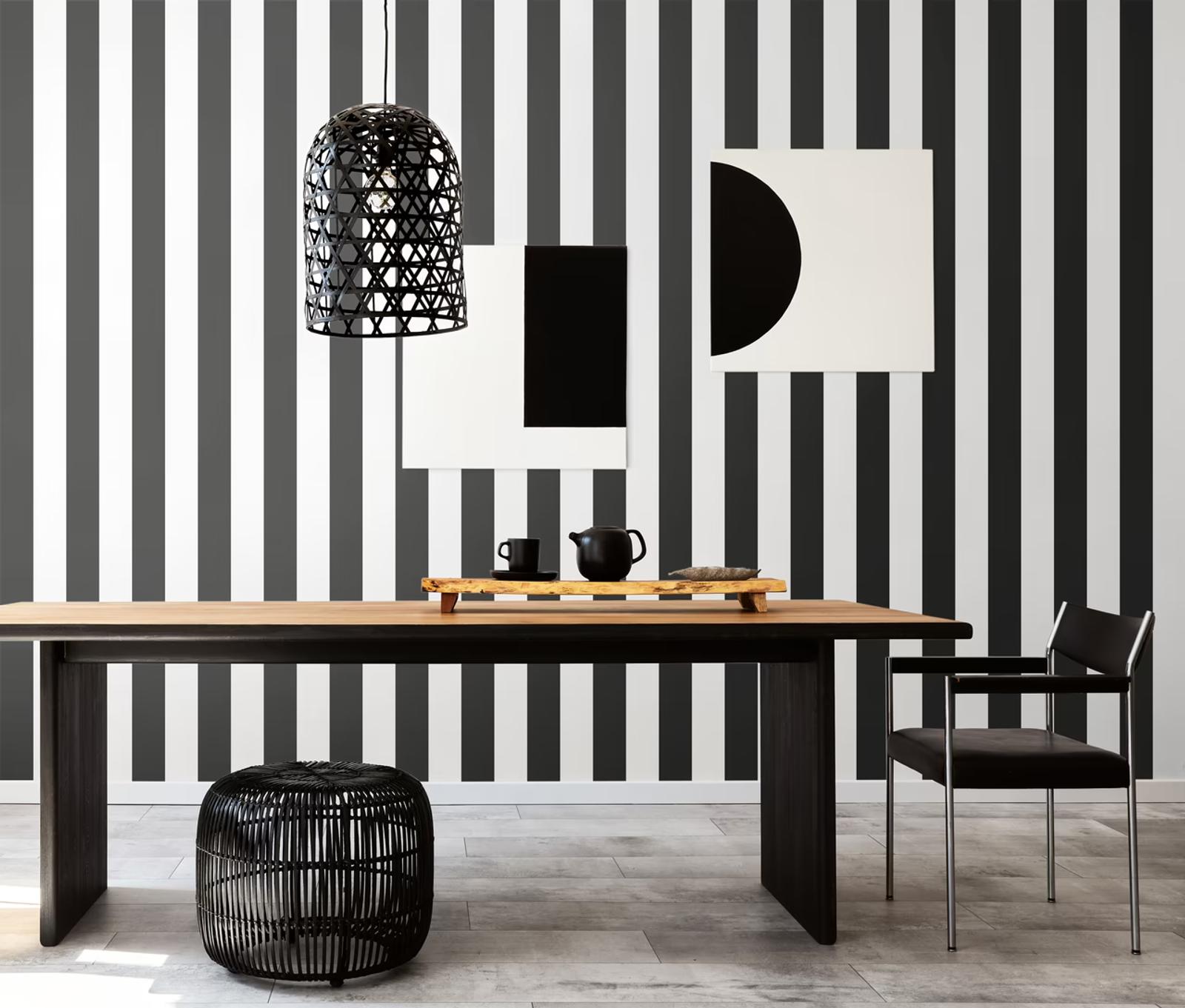 Laid Bare — Lifestyle Laid Bare 2023 LBK50123W Bloc Stripe Midnight Dining Room