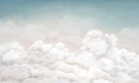 Soft clouds with a faint scatter of stars, quiet enough to sleep under.