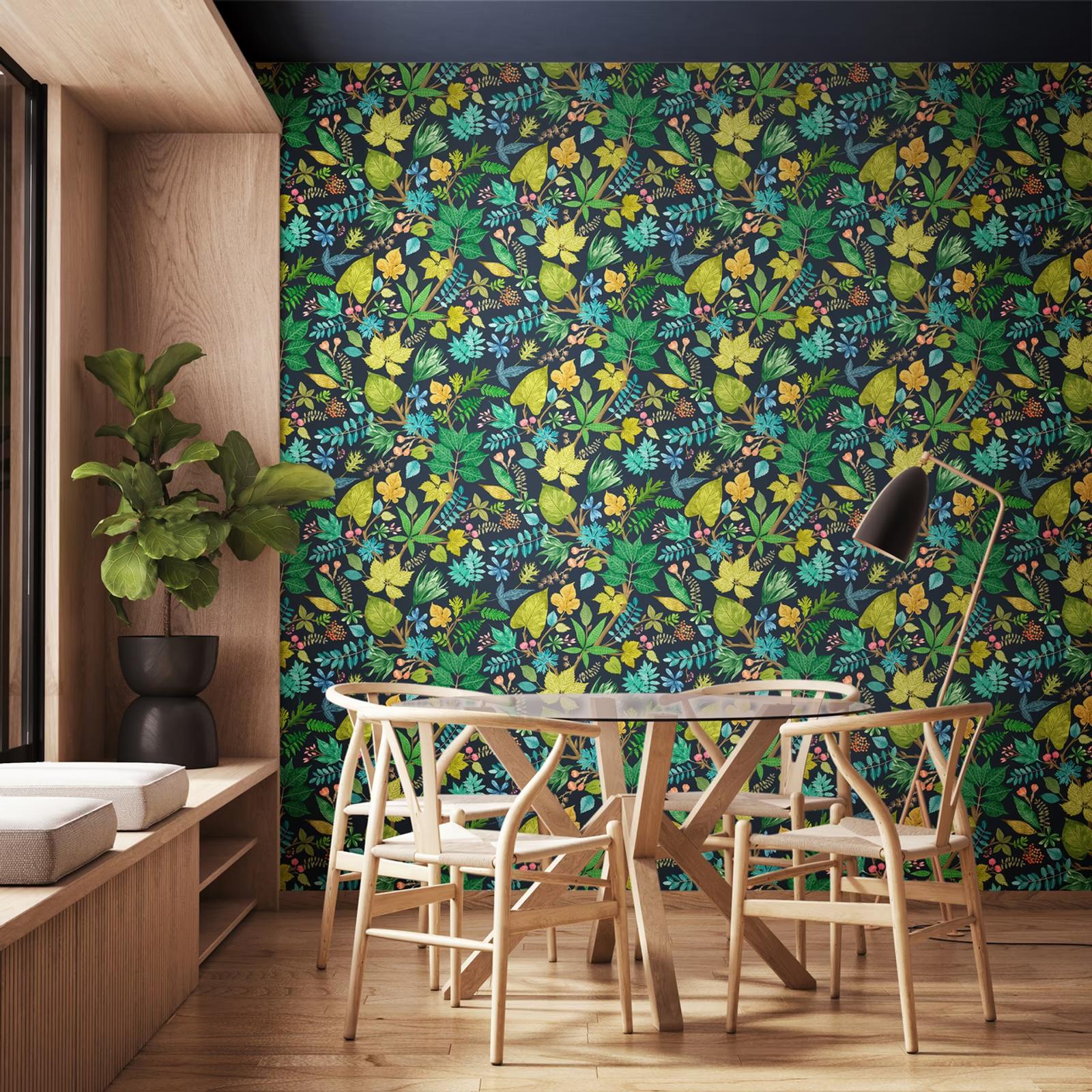 Riches of Nature — RichesofNature RON50118W Lush Leaves Midnight Garden LIFESTYLE HR