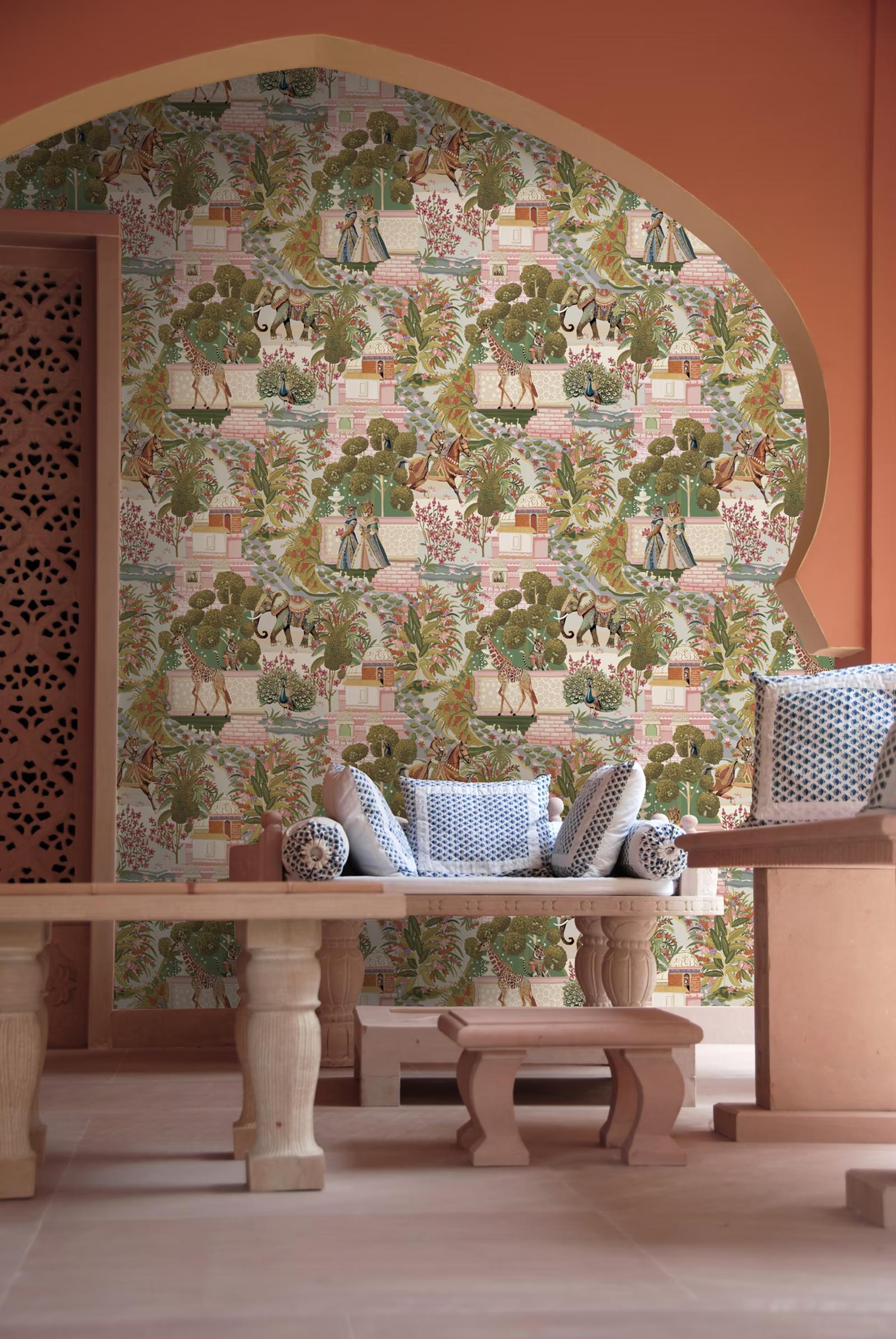 Jal Mahal Multi wallpaper in an arched lounge nook