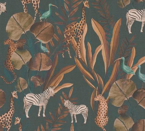 Teal Safari wallpaper