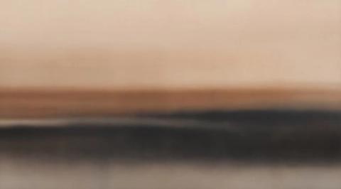 Warm sand above a dark earth band, like a horizon just before the light arrives. Grounding and quiet, good behind a bed.