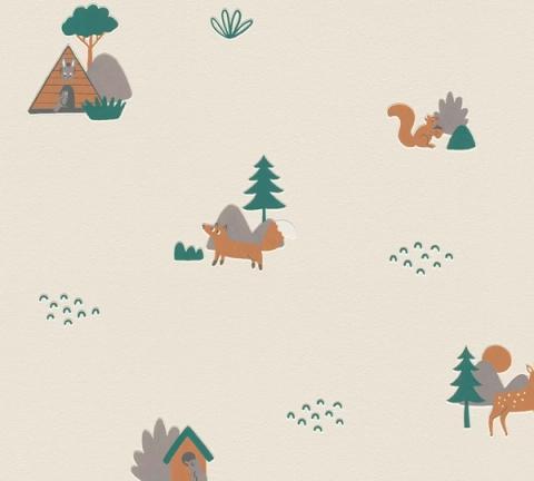 Cream Woodland wallpaper