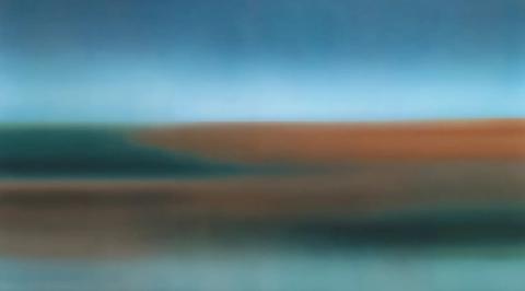 Bright turquoise sits above a band of burnt orange and deep teal, the boldest colour in the family. One wall of this is enough.