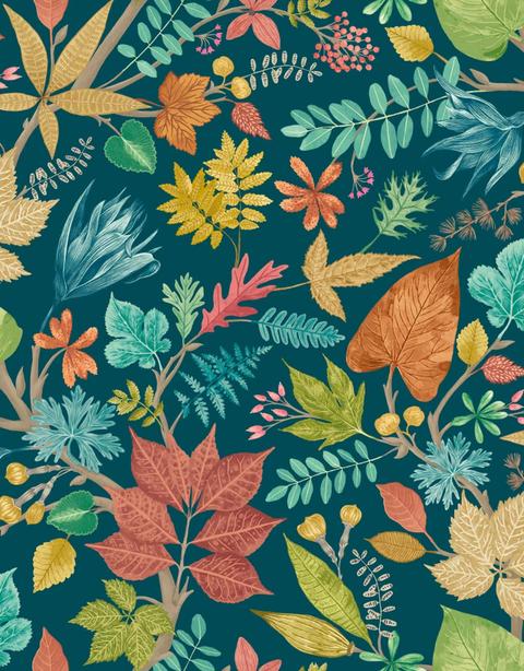 Lush Leaves Teal & Corn