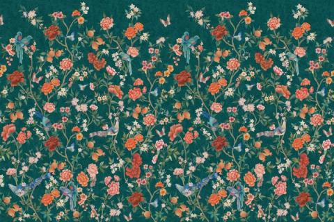 Imperial Gardens Teal wallpaper