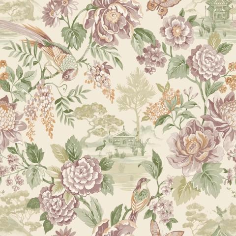 Hana Green Cream wallpaper
