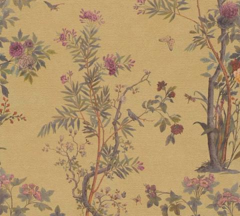 Ochre Chinoiserie wallpaper