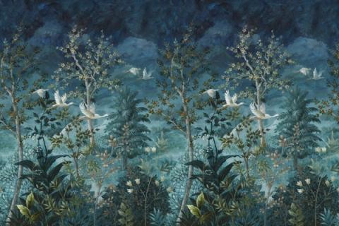 Midnight Canopy Blue Mural wallpaper