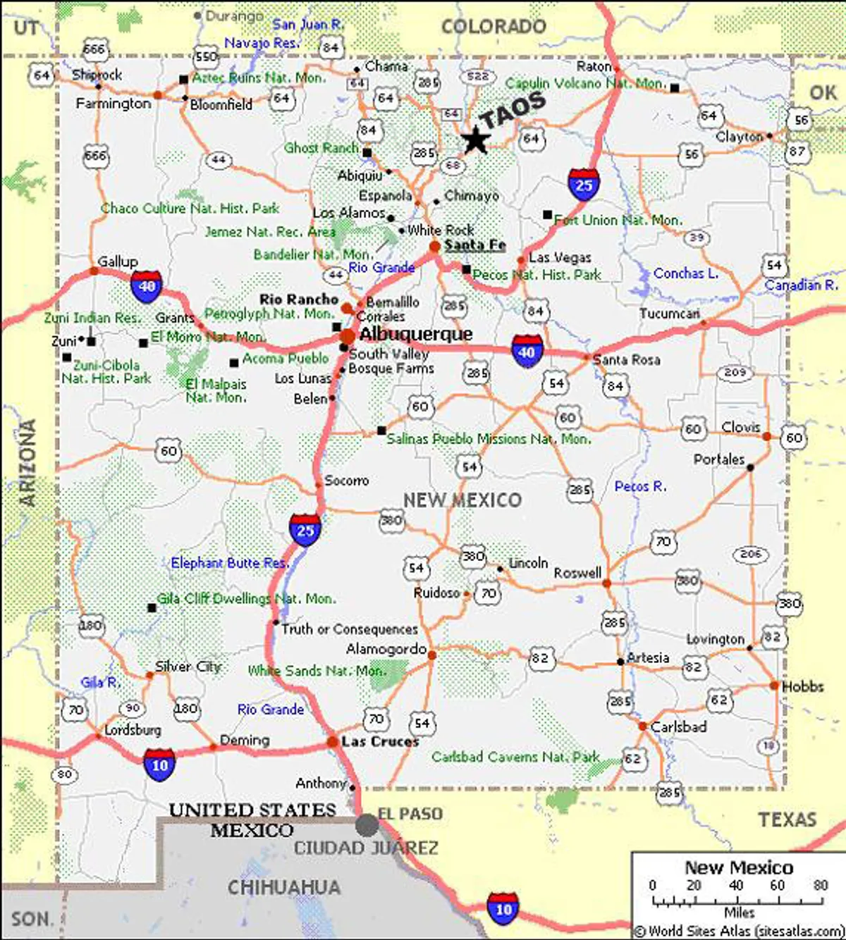 Detailed New Mexico Map