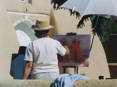 Painting the buttresses of St. Francis of Assisi Church