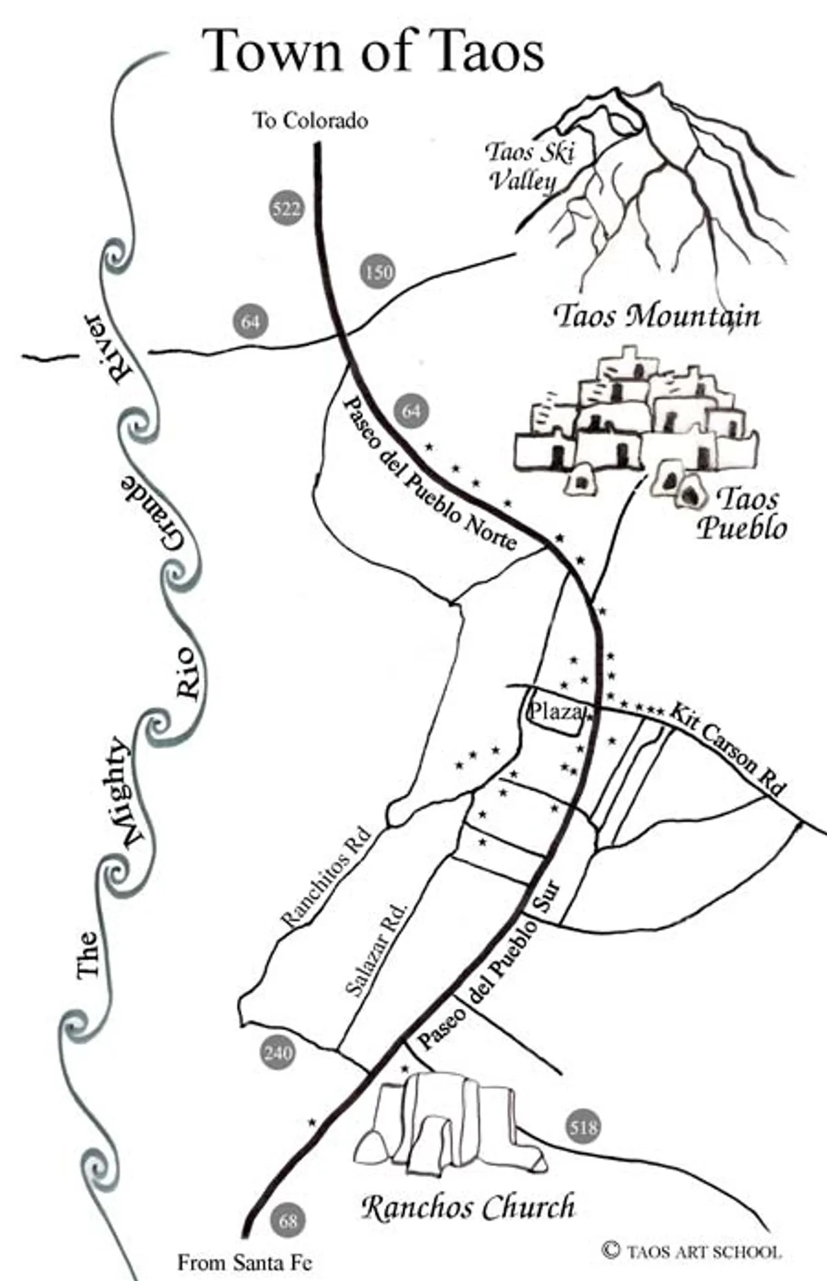 Map of local Taos area