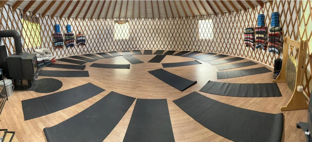 Yoga mats in the yurt