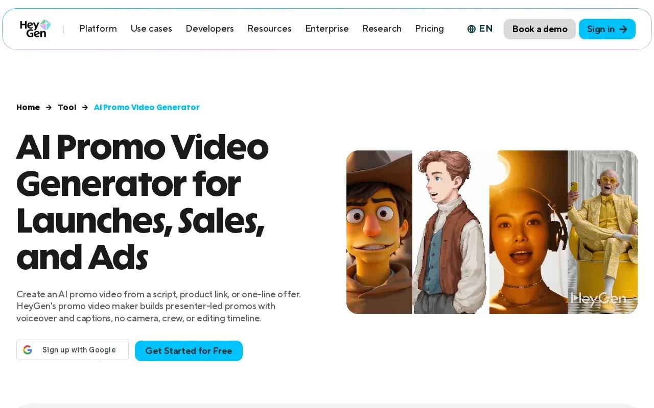 Screenshot of the HeyGen website