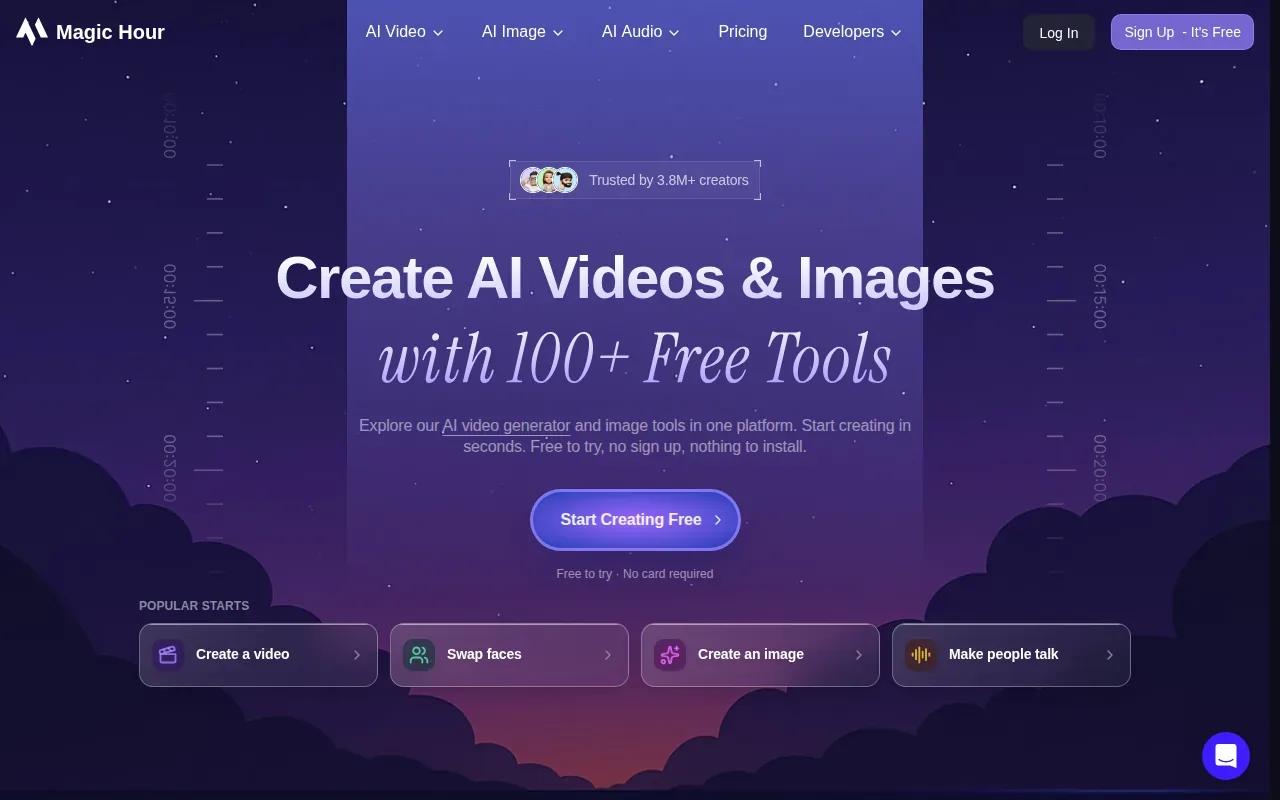 Screenshot of the Magic Hour website