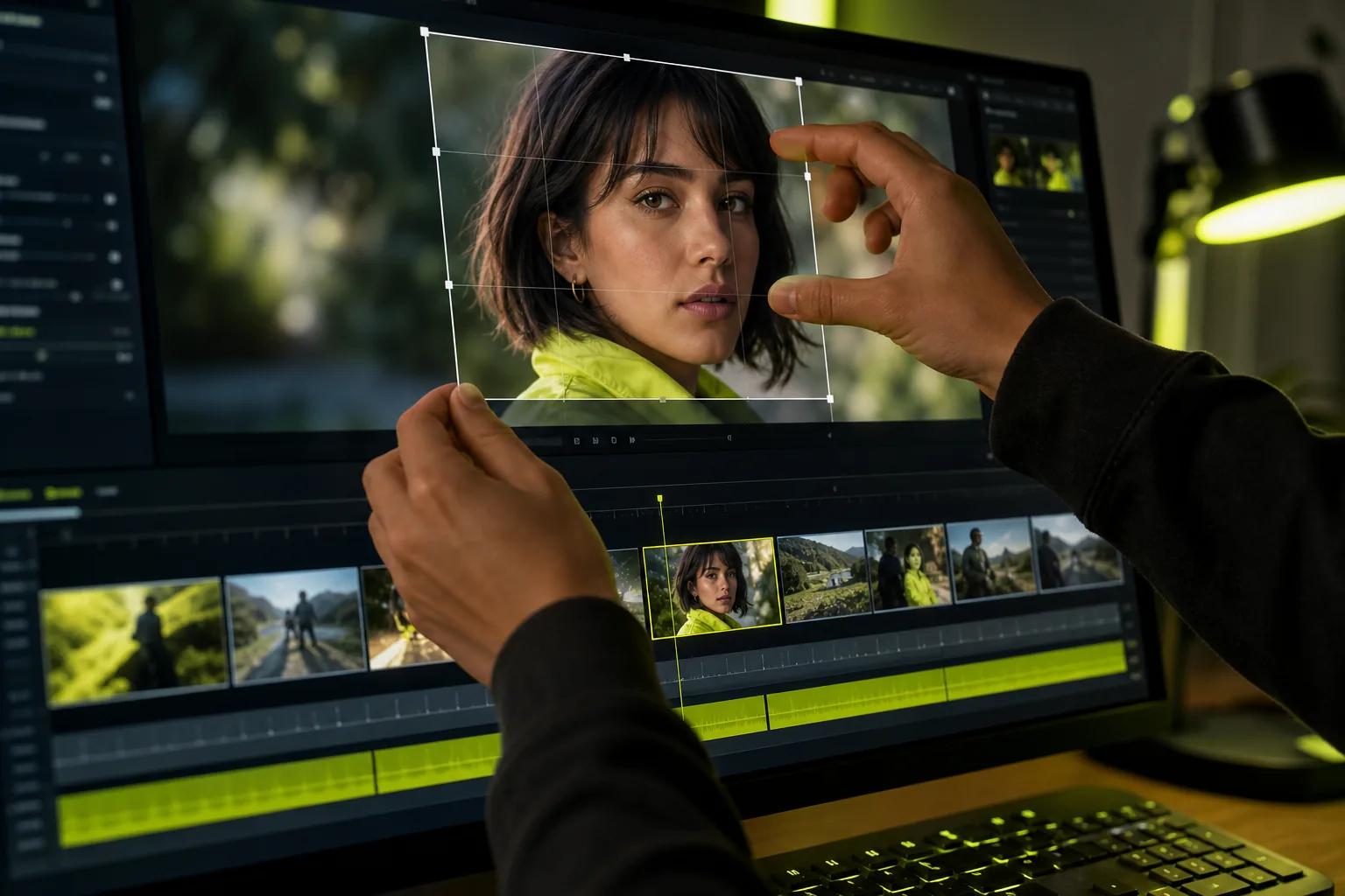Arranging photo clips and adding motion in a video timeline