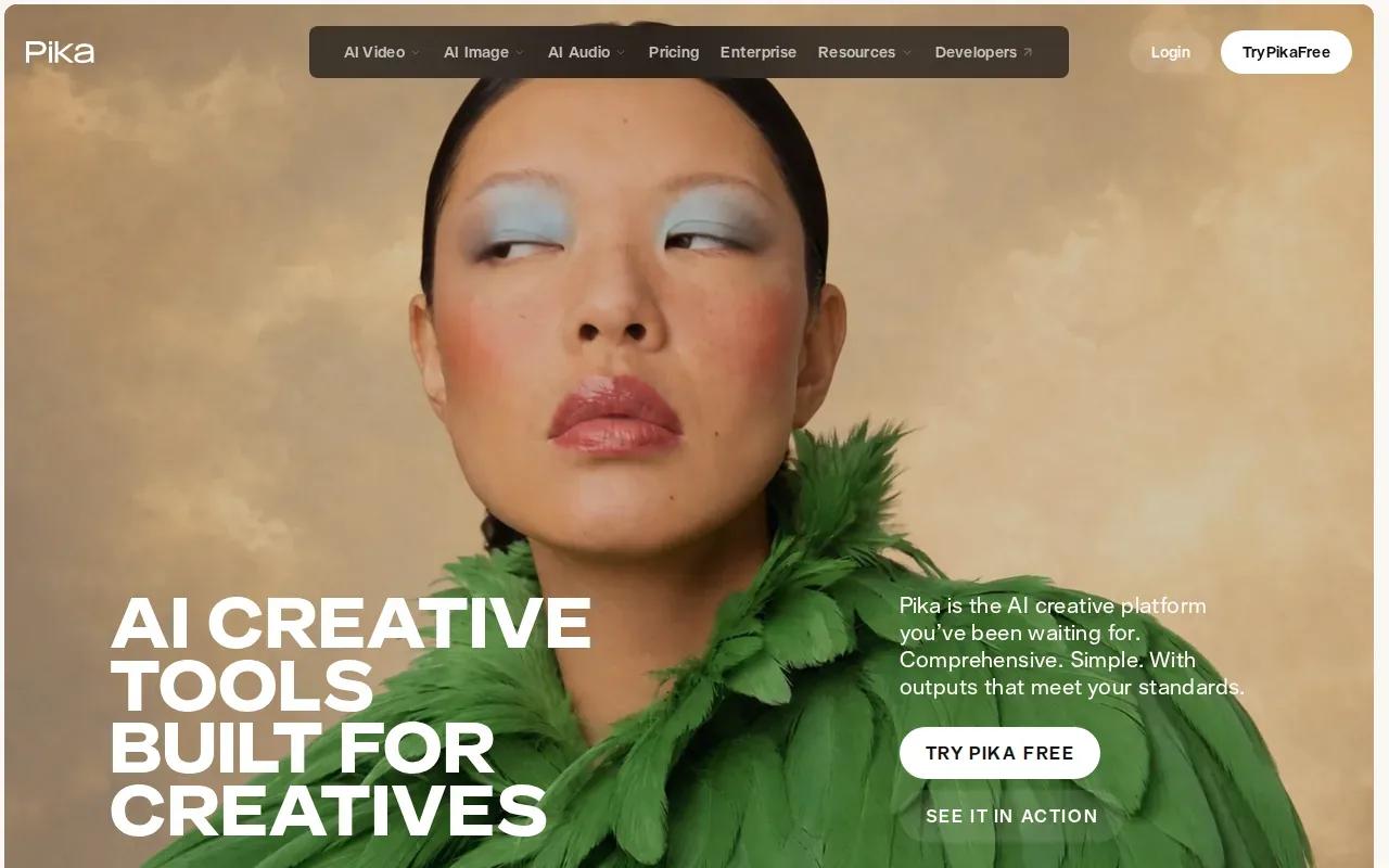 Screenshot of the Pika website
