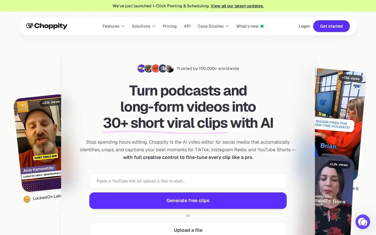 Screenshot of the Choppity website