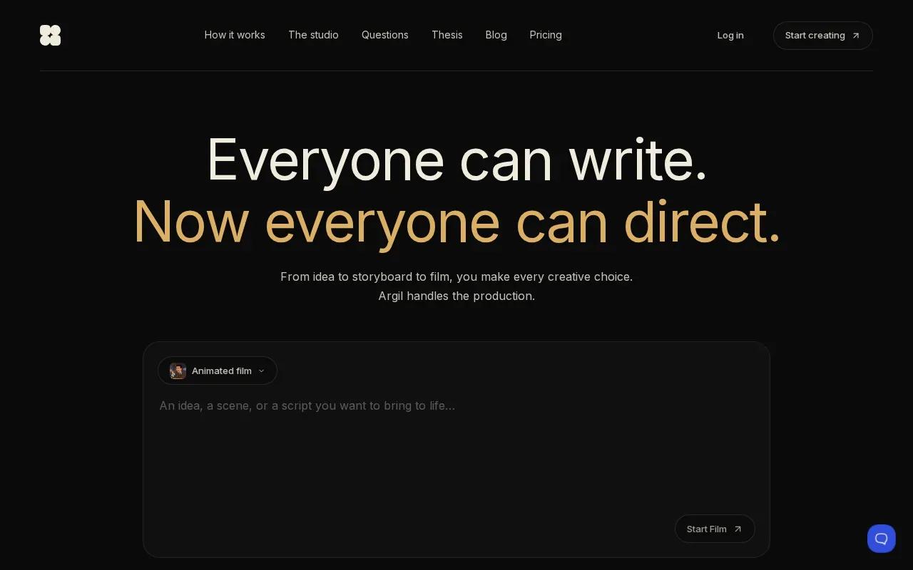 Screenshot of the Argil website
