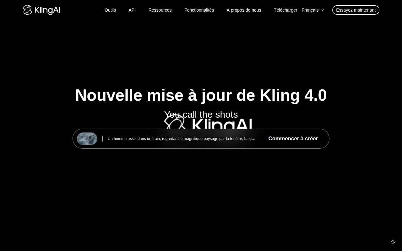 Screenshot of the Kling AI website