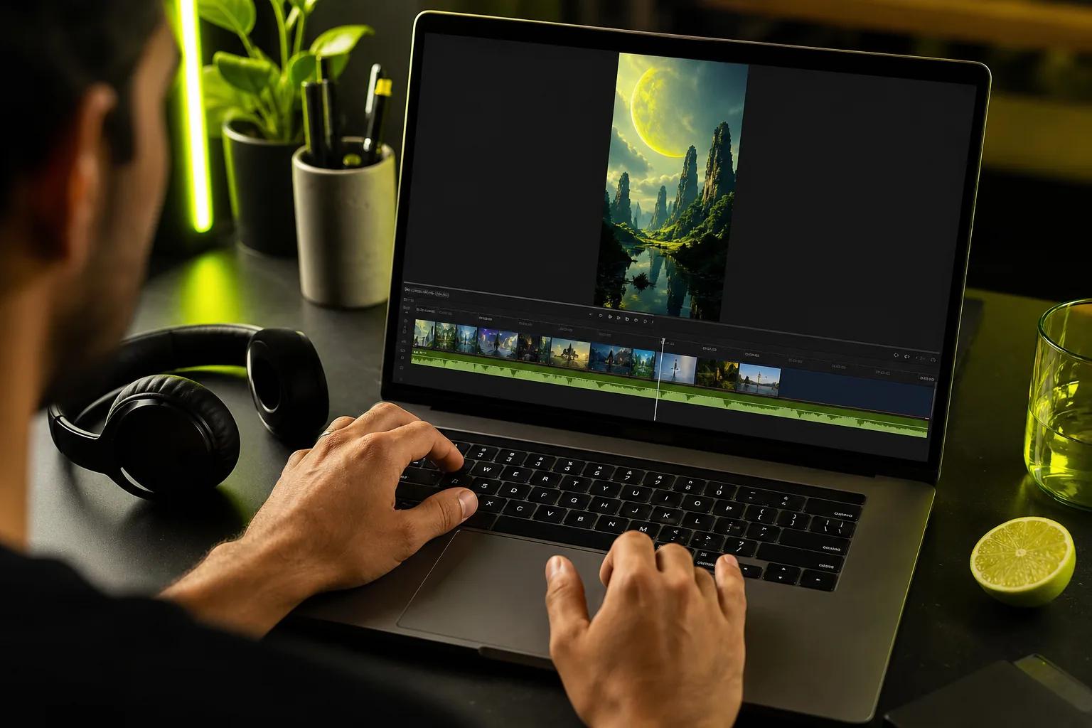 Editing and reviewing AI-generated vertical video for a YouTube Short.