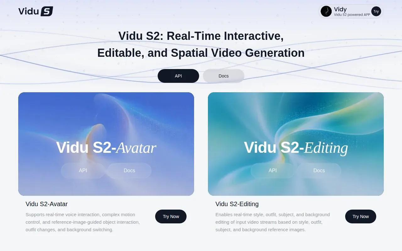 Screenshot of the Vidu by ShengShu Technology website