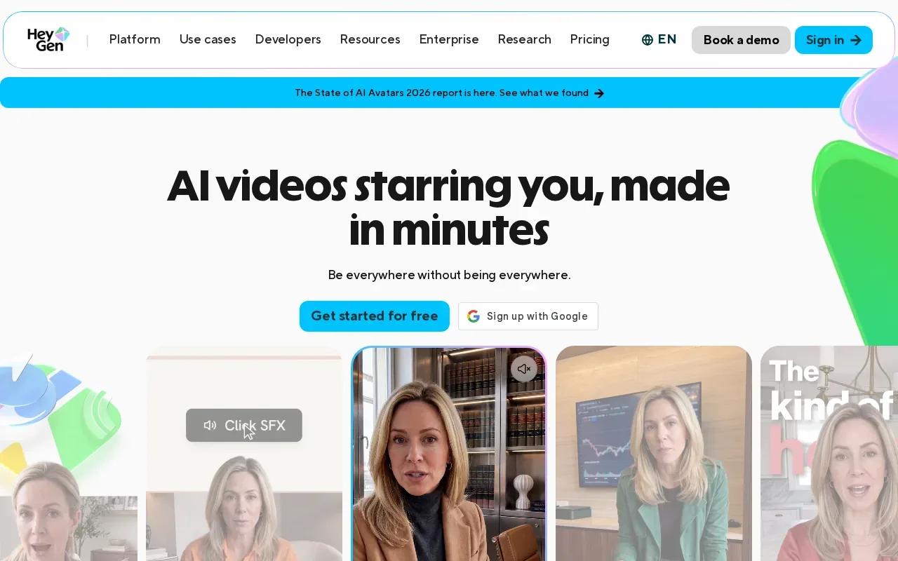 Screenshot of the HeyGen website