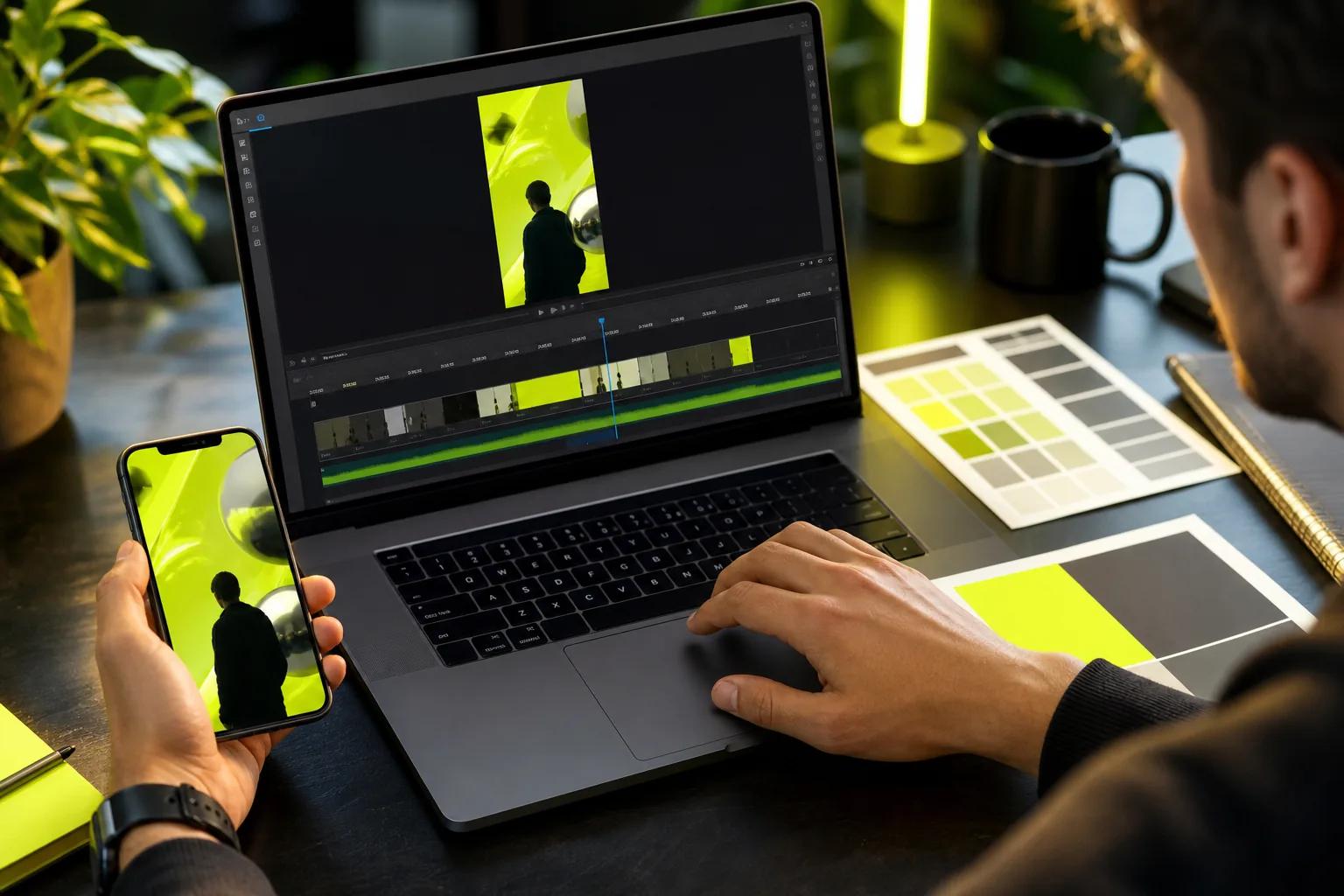 Editing video ad templates to match brand colors and mobile layouts.