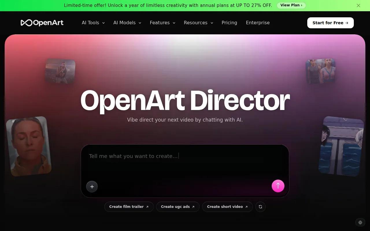 Screenshot of the OpenArt Director website