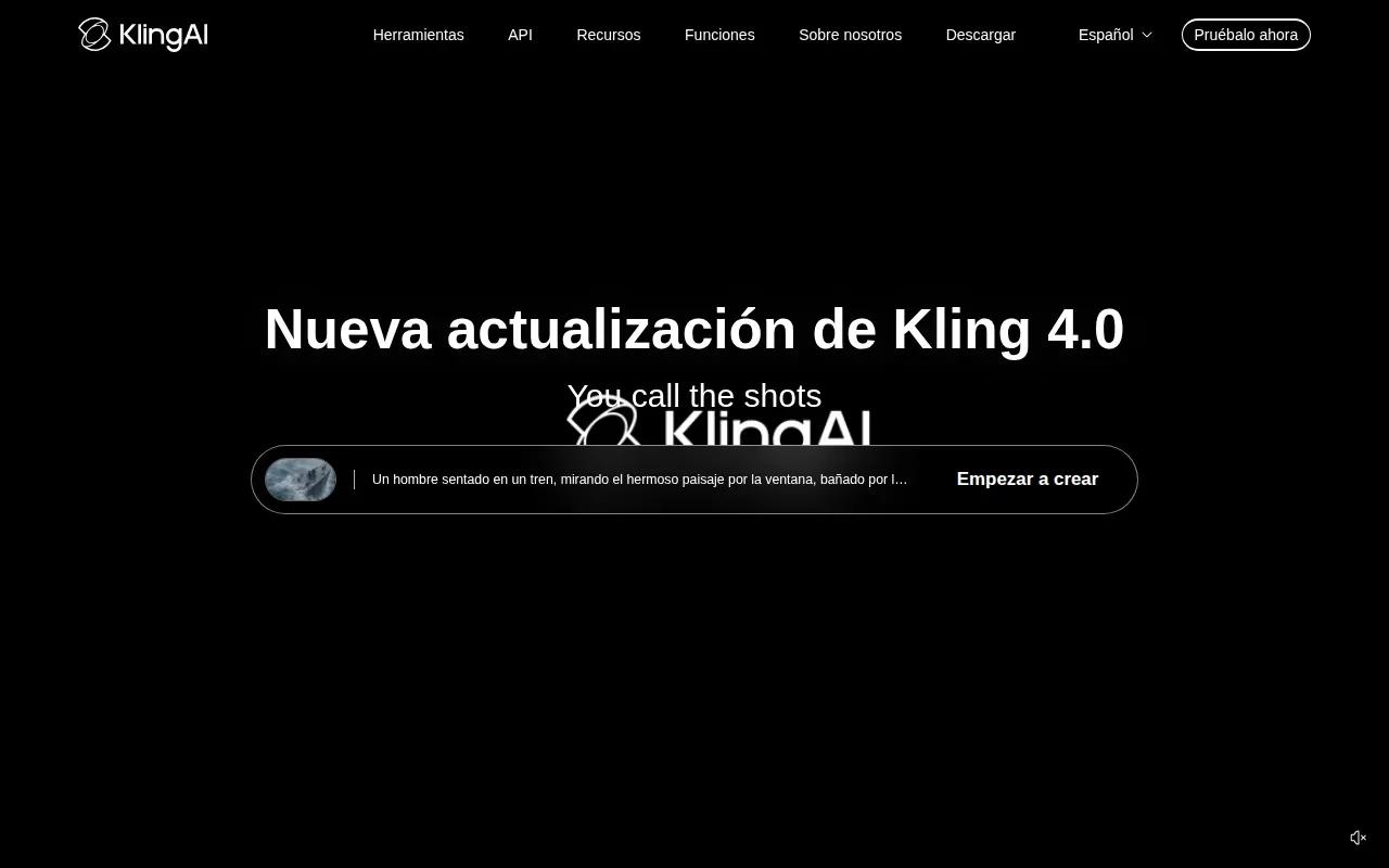 Screenshot of the Kling website