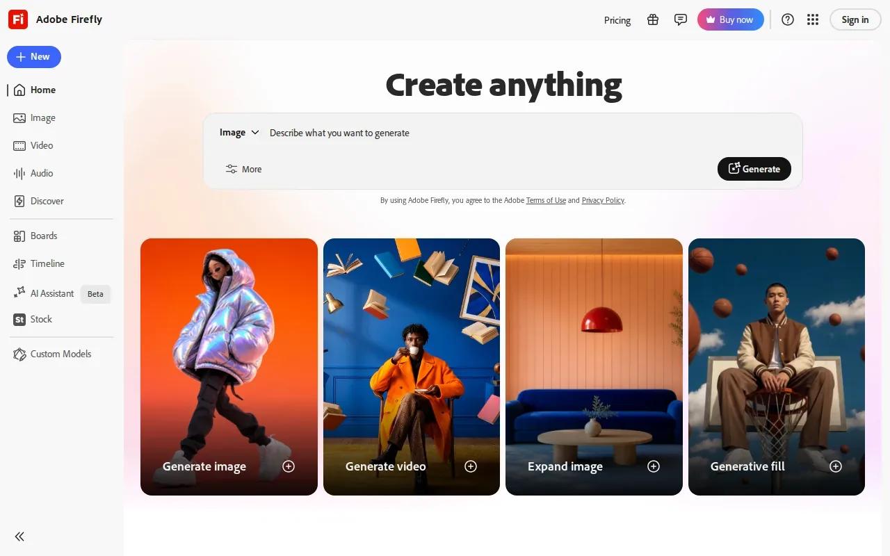 Screenshot of the Adobe Firefly website