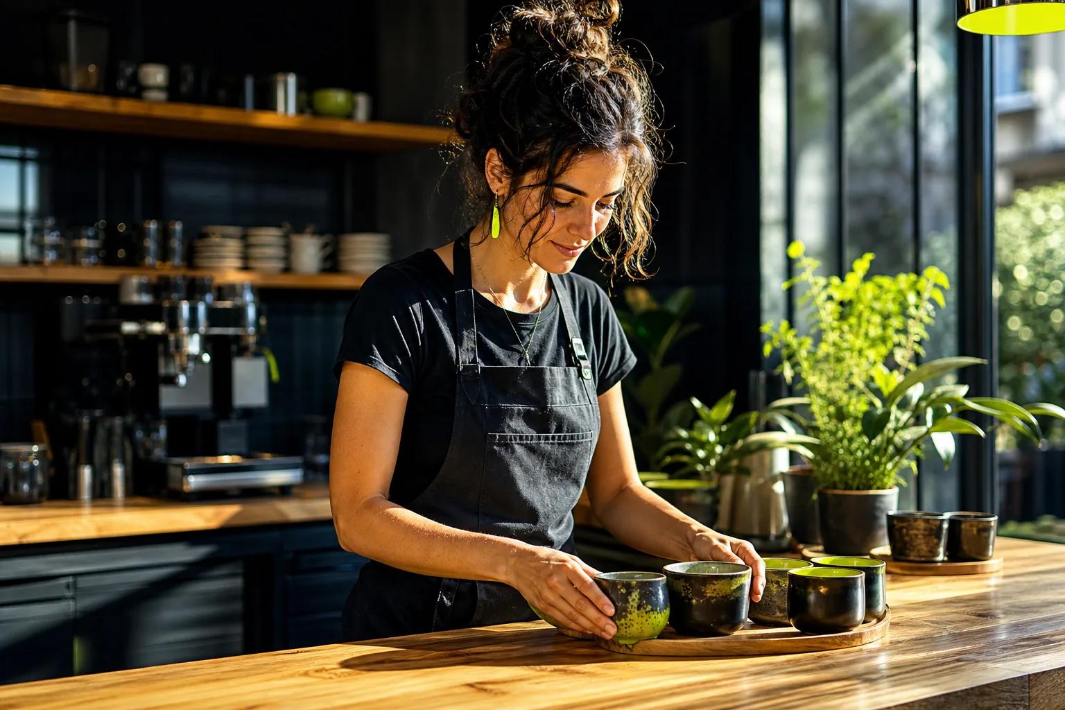 Small business owner preparing a product scene for an AI video ad.