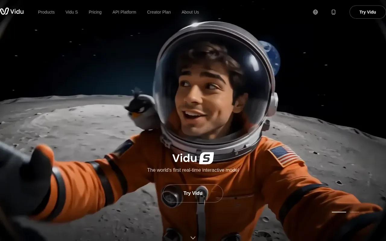 Screenshot of the Vidu website