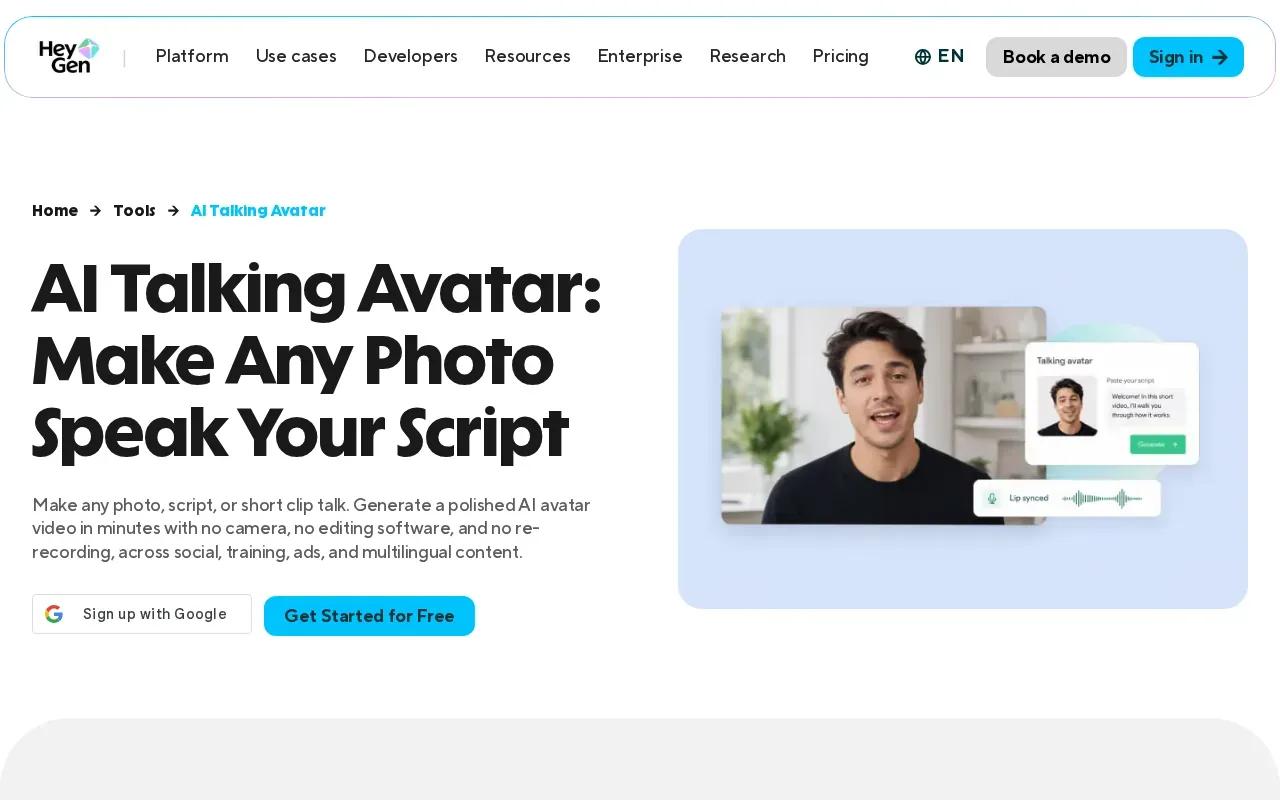 Screenshot of the HeyGen website