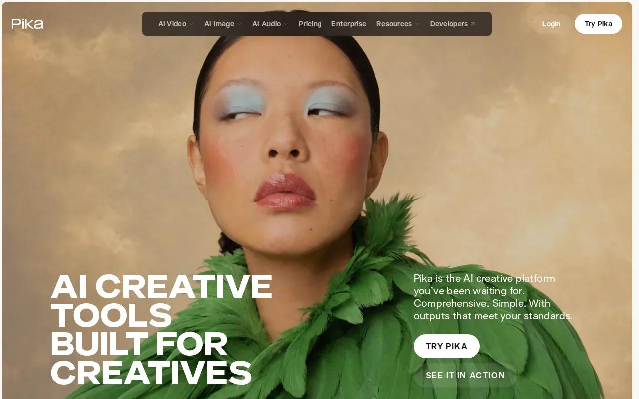 Screenshot of the Pika website