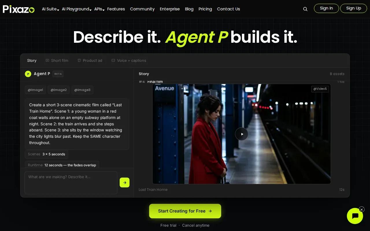 Screenshot of the Pixazo website