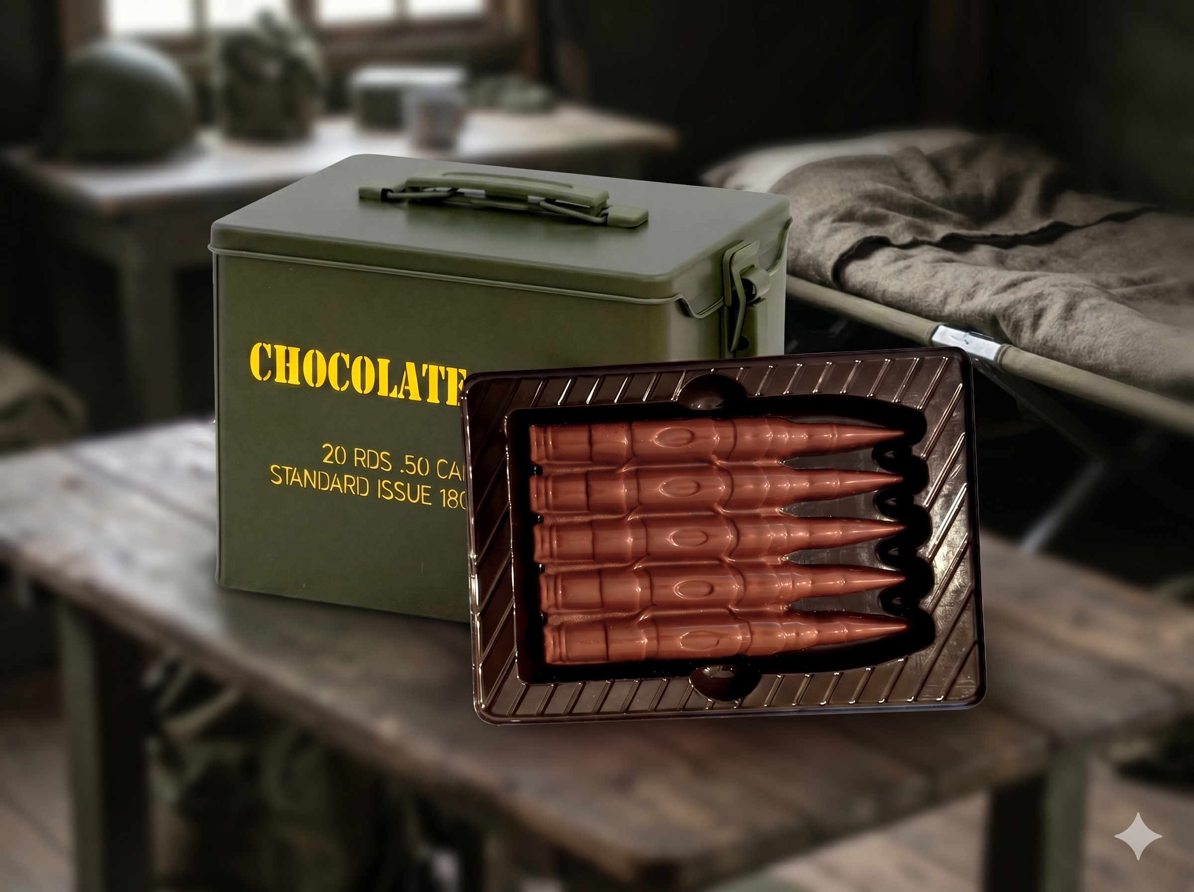 Chocolate Bullets in Military Tin