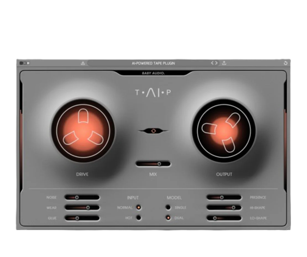TAIP Main UI — Baby Audio tape emulation plugin interface