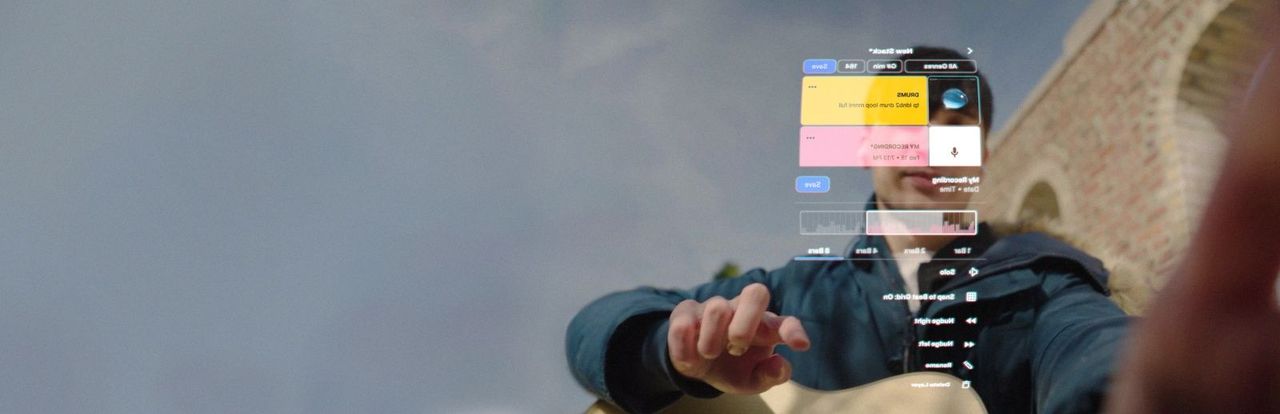 Splice Mic app preview — mobile screen showing voice recording and Stack layering interface