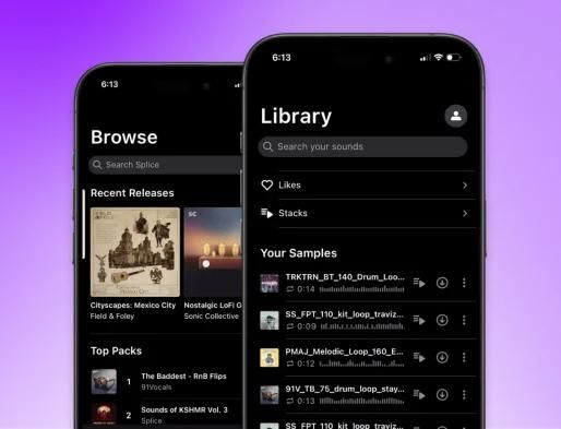 Splice Mobile sample browser — millions of royalty-free sounds on phone