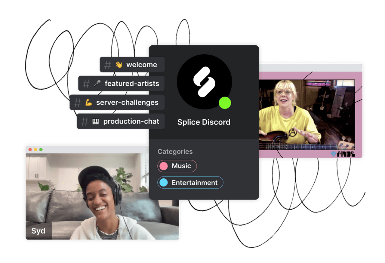 Splice community members collaborating and sharing music on Discord
